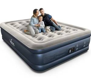 lot 4488 image: iDOO Queen Air Mattress with Built in Pump, 18 Raised Comfort Inflatable Blow up Mattress, Upgraded Four Chamber Portable Air Bed for Camping, Guests and Home, Colchon Inflable, 650 lbs Max