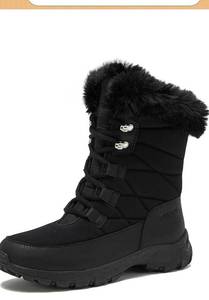 lot 4494 image: Lands End Expedition Waterproof Insulated Womens Snow Boots, Lace Up or Slip On Winter Boots for Women, Medium or Wide Width Sizes 8.5M Black Winter Shoes