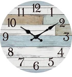 lot 4508 image: Wall Clock Battery Operated 8 Inch Silent Non Ticking Coastal Design Country Rustic Retro Decorative for Bathroom Kitchen Living Room Bedroom