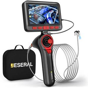 360°Articulating Borescope Camera - JESERAL 5\" HD 1080P Inspection Camera Screen with 6 Light, Endoscope Camera with 3.9mm IP67 Waterproof Probe, 3X Zoom 4-Way Borescope Camera with Flexible FT Cable Retail:$308