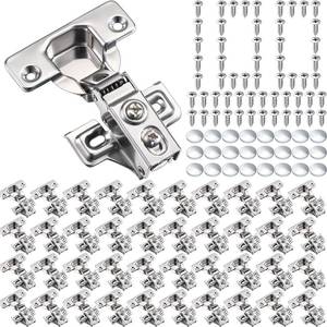 lot 4519 image: Chumia 100 Pack Soft Closing Cabinet Hinges for Kitchen 12 Inch Partial Overlay Kitchen Cabinet Door Hinges 105 Degree Concealed with Mounting Screws for Frameless Face Frame Door