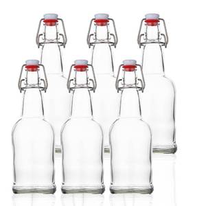 lot 4521 image: SureSave Beer Bottles with Easy Swing Cap  16 Oz Clear Glass Bottle Set with Airtight Lid for Kombucha, Carbonated Drinks, Brewing, and Fermenting (6 Pack)