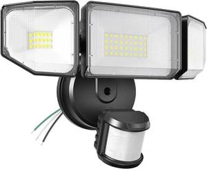 lot 4522 image: Abovizo 85W Motion Sensor Outdoor Light, 8500LM Ultra-Bright LED Security Light with 3 Adjustable Heads, IP65 Waterproof Dusk to Dawn Flood Light for Garage, Yard, and Driveway, 6500K Daylight, Black