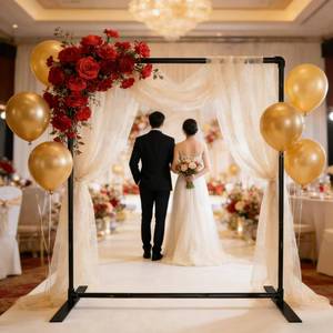 lot 4524 image: Beyeutao Black Backdrop Stand 7.2x7.2 Ft Adjustable Square Backdrop Support Kit Photo Background Display Stand with 6 Clips and 4 Ground Plug Photo Background Frame for Weddings Parties Booths