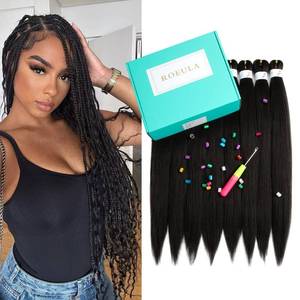 lot 4525 image: Roeula 2# Darkest Brown Pre Stretched Braiding Hair 28 Inch 8 Packs Darkest Brown Braiding Hair Pre Stretched Synthetic Braids (2# Darkest Brown, 28 Inch (pack of 8))
