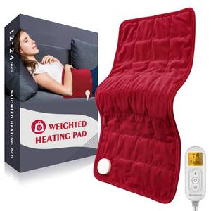 lot 4537 image: Comfytemp Weighted Heating Pad for Period & Back, 2.2lb Extra Large Menstrual Heated Pad, 12 x 24 XL Electric Heat Pad with 9 Heat Level & 11 timers auto-Off for Neck Shoulder Leg Knee Abdomen, Red