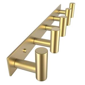 lot 4541 image: VAEHOLD Hat and Coat Wall Mount Rack - Hooks for Robes, Bags, Keys, and Towels - Bathroom Towel Hanger Organizer (Gold, T Shape 5 Hooks 1 Pack)