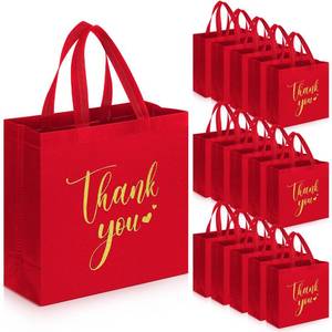 lot 4562 image: Sweetude 30 Pcs Thank You Gift Bags with Handles Bulk Reusable Goodie Bag Non Woven Foldable Handbag for Christmas Wedding Bridesmaid Gifts(11 x 12 x 5 Inch,Burgundy)