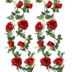 lot 4589 image: Felice Arts 2 Pack Burgundy Artificial Floral Garland Each 6.5FT Fake Rose Garland for Wedding Flowers Table Centerpiece Arrangement Teepee Mirror Decor