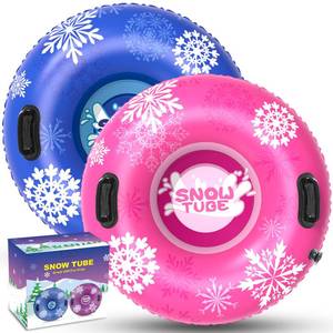 lot 4595 image: Nyrveua 40 Snow Tubes for Kids and Adults(2 Sets), Snow Sleds Heavy Duty Thickened Double Bottom with Handles, Cold-Resistant Inflatable Sleds for Winter Outdoor Sledding, Christmas Snow Toys Gift
