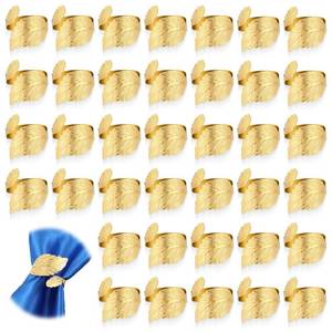 lot 4601 image: Oqqlin 100 Pcs Gold Leaf Napkin Rings, Gold Wedding Napkin Rings Bulk Durable Metal Leaf Shaped Table Decor for Wedding, Party, Celebrations, Thanksgiving, Christmas, Table Decorations, Gifts