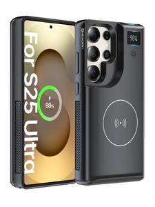 lot 4605 image: NEWDERY for Samsung Galaxy S25 Ultra Battery Case 6.9,10000mAh Portable Power Bank with LED Display, Qi Wireless Charger & 20W USB C Fast Charging, Sync-Data Supported Black