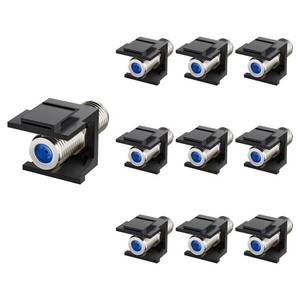 lot 4628 image: VCE Coax Keystone Jack Insert 10-Pack, 3GHz Coaxial Cable Connector, F-Type RG6 Cable Extender Female to Female for Wall Plate and Patch Panel, Nickel-Plated and Black