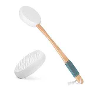 lot 4638 image: AmazerBath Lotion Applicator for Back, Feet, 2 Replacement Pads with 17 Curved Handle, Back Sunscreen Applicator for Kids, Elderly, Women, Apply Cream Medicine Moisturizer Tanner, White