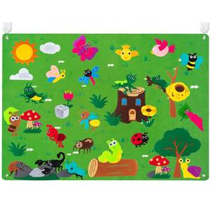 lot 4645 image: WATINC Insect Teaching Felt Board Story Set 3.5 Ft 45Pcs Preschool Bug Animals Caterpillar Bee Butterfly Dragonfly Storytelling Flannel Early Learning Play Kit Wall Hanging Gift for Toddlers (Green)