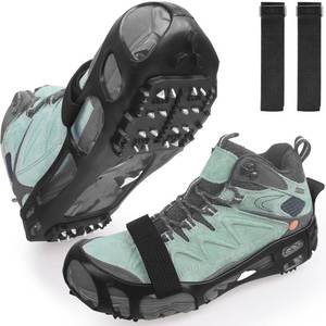 lot 4655 image: Ice Cleats Snow Traction Cleats Crampons for Walking on Snow and Ice Non-Slip Overshoe with Removable Straps Rubber Anti Slip Crampons Slip-on Stretch Footwear
