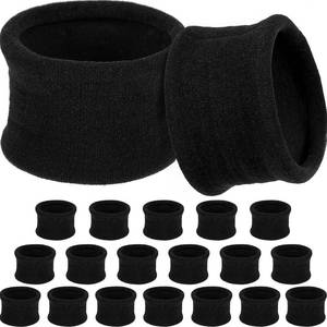 lot 4657 image: EBOOT 20 Pieces Large Cotton Stretch Hair Ties Bands Rope Ponytail Holders Headband for Thick Heavy or Curly Hair, 6.5 cm in Diameter (Black)