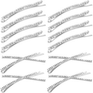 lot 4658 image: 12 Pieces Rhinestone Bobby Pins Decorative Fancy Crystal Hair Clips Shiny Metal X Shaped Barrettes Bling Diamond Wedding Bridal Shower Hair Accessories for Women Ladies Girls (Silver)