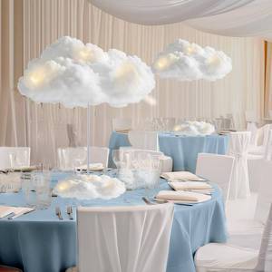 lot 4663 image: 3 Set Artificial Cloud LED Light Decorations Hanging Cloud Baby Shower Table Centerpiece DIY Kit for Ceiling Room Wall 3D Fake Fluffy Cotton Clouds Prop for Birthday Party Nursery Wedding Bridal
