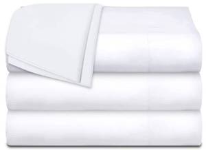 lot 4664 image: White Classic Twin Flat Sheets 3 Pack, White Cotton Flat Bed Sheet 66x104 Inches, 200 Thread Count Hospital Bed Sheets