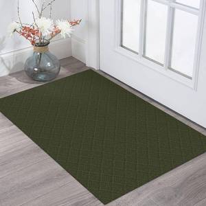 lot 4667 image: KOZYFLY Small Area Rug 2x3 Ft Washable Entryway Rug Non Slip Rubber Backed Throw Rugs Indoor Door Mat, Braided Cotton Floor Carpet for Front Entrance Front Door Sink Foyer, Dark Green