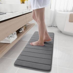 lot 4670 image: Buganda Memory Foam Bath Mat, 47 x 17, Ultra Soft and Non-Slip Bathroom Rugs, Water Absorbent and Machine Washable Bath Rug Runner for Bathroom, Shower, and Tub, Grey