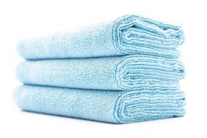 lot 4674 image: The Rag Company - Sport & Workout Towel - Gym, Exercise, Fitness, Spa, Ultra Soft, Super Absorbent, Fast Drying Premium Microfiber, 320gsm, 16in x 27in (3-Pack) (Light Blue)