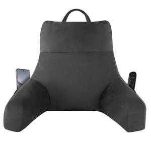 lot 4676 image: IPYNBAP Back Pillow for Bed Sitting up, Reading Pillow for Sitting in Bed Adult, Back Support Pillow, Memory Foam Sit up Lounge Backrest Pillow with Arms for TV, Couch, Chair, Dorm, 18 Inch, Grey