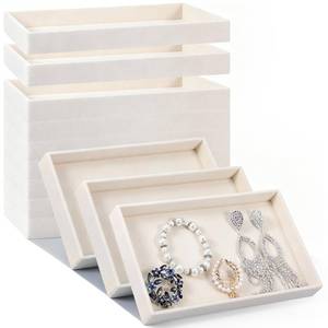 lot 4689 image: 12 Pack Velvet Jewelry Trays, 9.4 x 5.4 x 1 Inches Premium Stackable Jewelry Drawers Organizer Inserts for Women Girls, Beige Jewelry Storage Display Trays for Necklace Earring Ring Bracelet (1 grid)