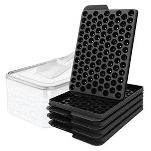 lot 4721 image: WIBIMEN Mini Ice Cube Trays, 0.55 Tiny Pebble Ice for Iced Coffee &amp Cocktails, Fast Chill, Easy Twist Release, Stackable with Lid &amp Storage Bin (4 Pack, Black)