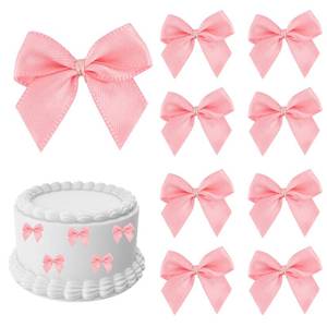 lot 4728 image: AIMUDI 150 PCs Small Baby Pink Bows 1.2 Satin Bows for Gift Wrapping Mini Bow for Treat Bags Cakes Balloons Gift Boxes Envelopes Wedding Baby Shower Birthday Party Easter Decoration
