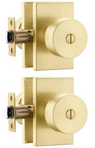 lot 4743 image: Goldenwarm Gold Door Knobs Interior, Zinc Alloy Brushed Gold Privacy Door Knob for Bedroom Bathroom, Heavy Duty Modern Brushed Brass Door Knobs (2 Pack)