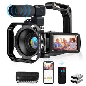 lot 4759 image: 4K Video Camera, Camcorder 48MP Ultra HD WiFi Vlogging Camera for YouTube 18X Zoom 3.0 Touch Screen Digital Camera with Microphone, Stabilizer, Lens Hood,&nbsp - Retail $109