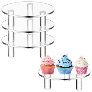lot 4768 image: Memorywuu 3 Pcs 6 Inch Round Acrylic Risers Display Stands Small Clear Round Acrylic Display Riser for Cake Food Jewelry Figurines Collectibles Table Decor Organizer