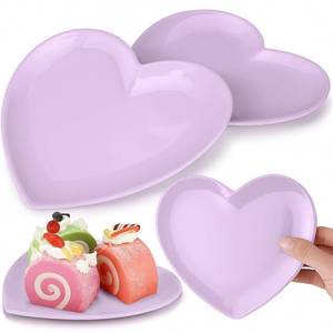 lot 4773 image: Nuogo 2 Pcs Heart Shaped Dinner Plates 6.8 Serving Tray Melamine Heart Shaped Plates for Dessert, Appetizer, Salad, Dishwasher Safe (Purple)