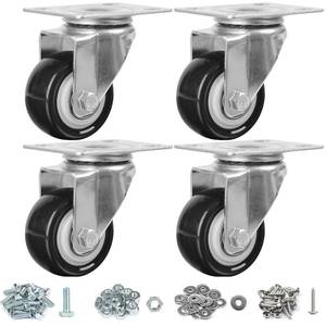 lot 4788 image: Finnhomy Swivel Casters Wheels Set of 4 Heavy Duty Plate Casters 2 Inch Premium Polyurethane PU Wheels for FurnitureWorkbench Load Bearing 800 Lbs Anti-wear Smooth Casters Black (Free Screws)