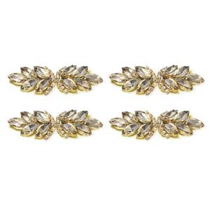 lot 4796 image: uxcell 4Pcs Rhinestone Crystal Applique, Handmade Beaded Patches Sew on Patch Crystal Sewing Applique for Bridal Sash Wedding Dress Shoes Bags, Light BrownLight Gold
