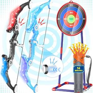 lot 4806 image: 2 Pack Kids Bow and Arrow Set with Sound Effects & LED Flash Lights Achery Set, Indoor Outdoor Toys for Ages 4-8 8-12, Birthday Gifts for 3 4 5 6 7 8 9 10 11 12 Year Old Boys Girls Children, Blue