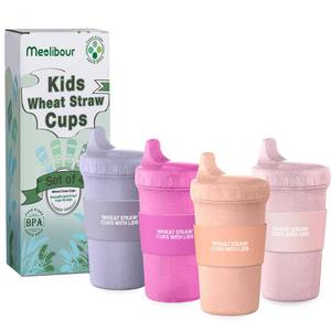 lot 4809 image: Meolibour 4 Packs Sippy cups for toddlers kids, Reusable Plastic Spill Proof Cups for Kids Baby, DishwasherMicrowave Safe - Hard Spout Sippy Cups for Toddlers (Girls)