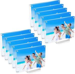 lot 4815 image: JUOIFIP 10 Pack Acrylic Picture Frame 5x7 Clear Double Sided Magnetic Photo Frame - Frameless Baby Friend Family Picture Desktop Display with Support Stand and Gift Boxes