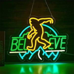 lot 142053 image: Sasquatch Believe Neon Sign for Wall Decor, Bigfoot Neon Signs LED Lights for Kids Room Decor Bar Game Room Man Cave Gift, USB Powered