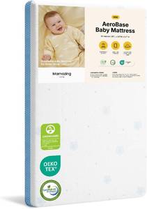 lot 142064 image: MAMAZING Aerobase Mini Crib Mattress 38 L x 24 W, 2-Stage Breathable Mattress, Non-Toxic, Waterproof Sleep Surface, Machine-Washable Outer Cover for Easy Care, Fits Mini Size & Portable Crib