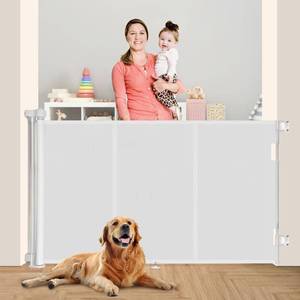 lot 142069 image: Upgraded 71 Retractable Baby Gates with Reinforced Strip Design to Prevent Crawling Through, 42 Extra Tall Retractable Gates, 6 FT Retractable Dog Gate for Stairs, Doorways, Hallways
