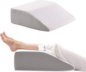 lot 142075 image: Bedluxe Leg Pillow Elevation Blood Circulation, Wedge Pillow for Legs Swelling, Leg Elevating Wedge Pillow for After Surgery, Foot Knee Pillow for Leg Rest, Sleeping, Memory Foam Top, 8in, WhiteGrey