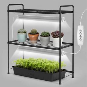lot 142079 image: SOLIGT Tabletop 2-Tier Plant Stand Shelf with Grow Lights, 36W Full Spectrum 5000K, Timer & Dimmable Lights, Indoor Herb Garden Seed Starting Plant Rack Organizer for Desk & Kitchen Counter