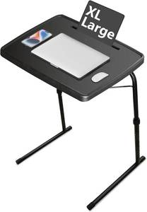 lot 142083 image: XL Adjustable Folding TV Tray Table, Larger TV Dinner HDPE Plastic Tray Table for for Eating, Adjustable Folding Laptop Table, TV Tray for Laptop, Eating, Drawing, Snacks, etc, Black