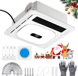 lot 142085 image: Retails for $129 4-in-1 Bathroom Exhaust Fan with Light and Heater 1800W Powerful Ventilation Bathroom Exhaust Fan with Heater 13.8in Panel Digital Display 3-Color LED Lighting Quiet (Style B, Ambient Light)