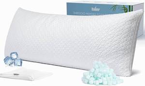 lot 142088 image: Rainmr Shredded Memory Foam Full Body Pillow   Side Sleeper   Huggable Long Pillow for Body Relief   with Ultra Soft Cooling Cover, 20 x 54 inches