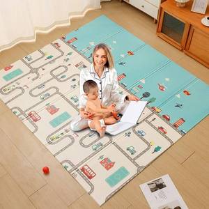 lot 241977 image: Baby Play Mat for Floor 79 x 71 Reversible Foldable Foam Extra Large Thick Foam Playmat Babies Waterproof Crawling Mat for Infants Toddlers and Kids Indoor Outdoor Use (Car and Animals)