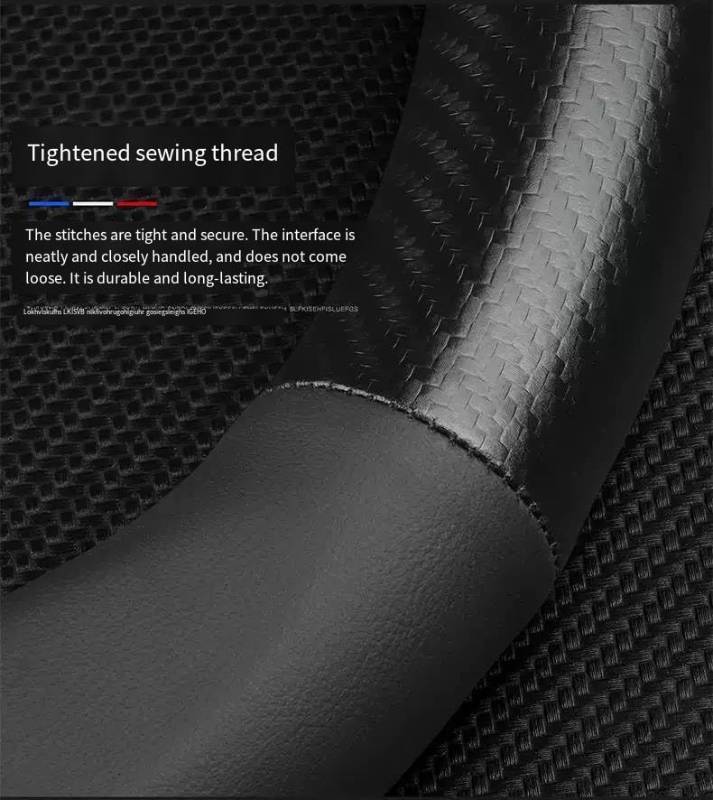 lot 171193 image: New Fit Be Leather Steering Wheel Cover,Stylish Nappa Leather Carbon Fiber Texture Protector,Non-Slip,Universal 15inch Compatible with Mercedes Benz Accessories (Old -Black)